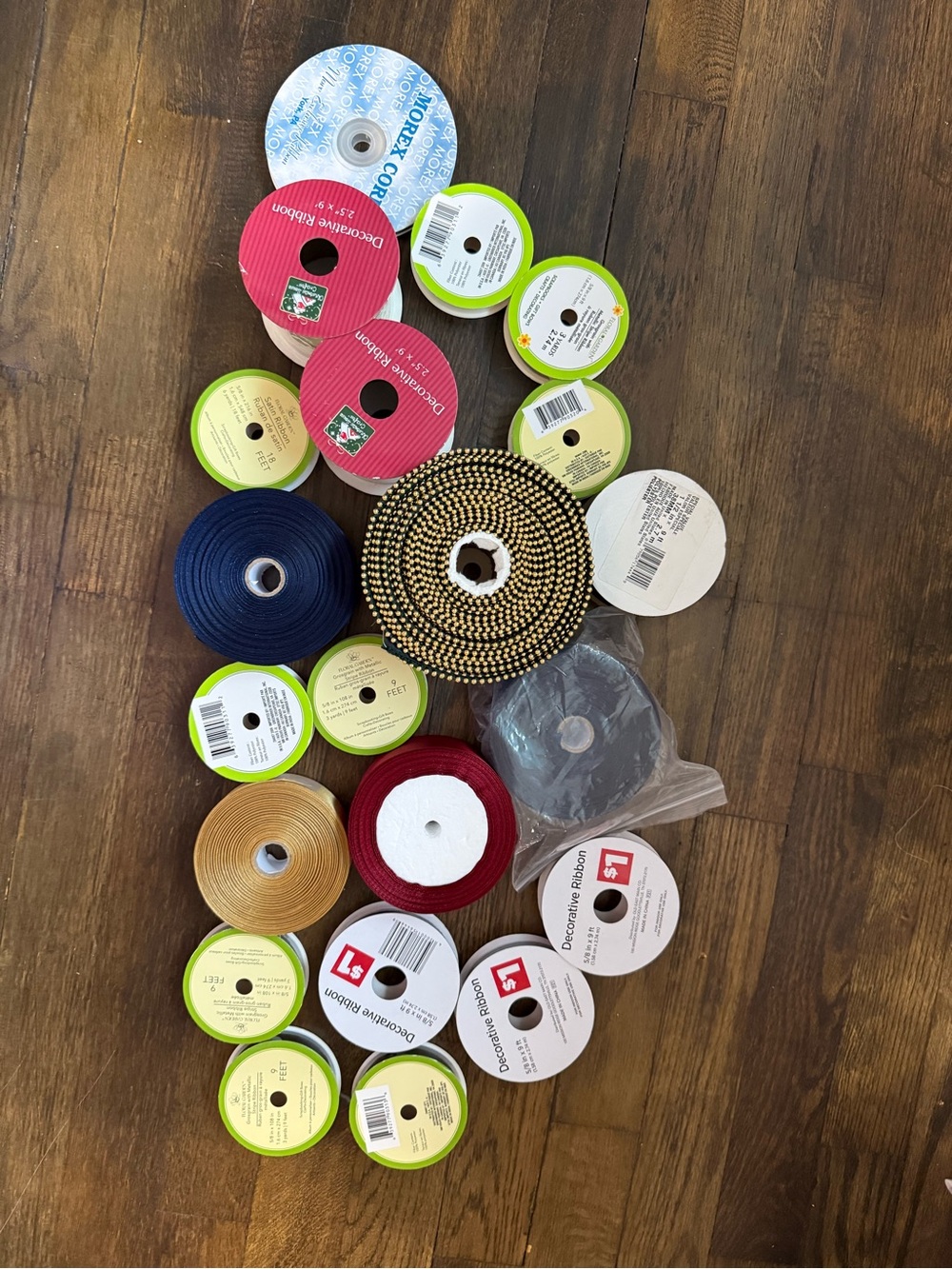 Lots Assorted Ribbon Spools - Navy, Red, Gold, White, Black & More